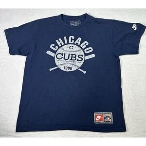 Nike Chicago Cubs Shirt Mens Medium Blue 1906 MLB Best Record T-shirt Distressed